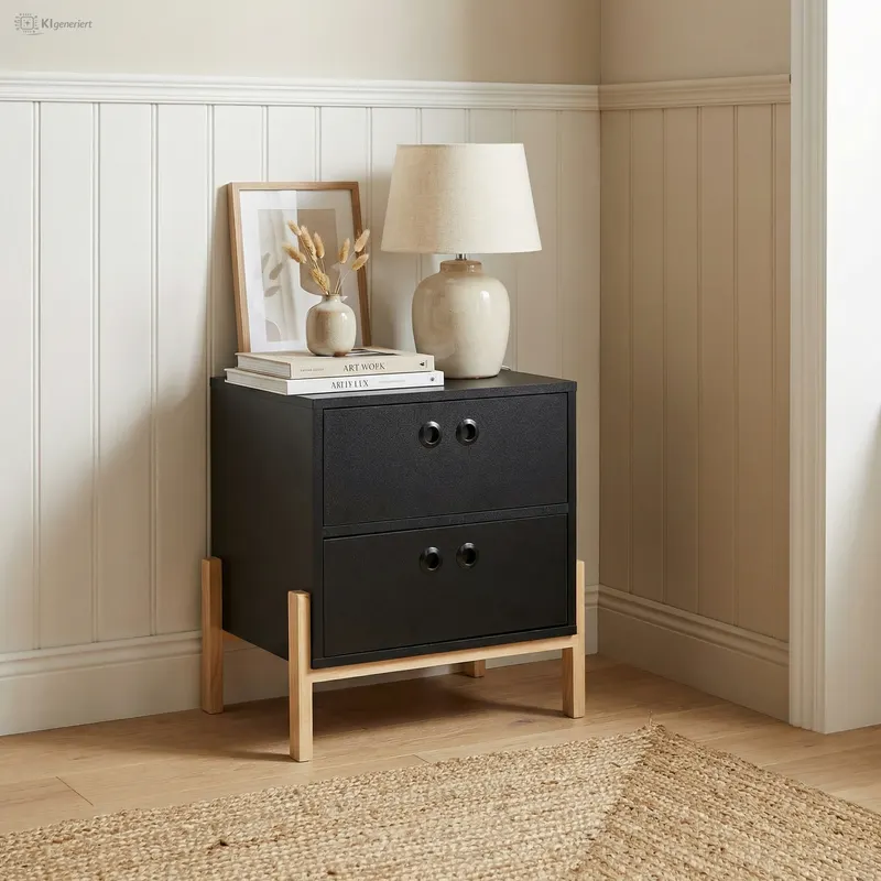 Kommode mit MDF-Melamindekor, schwarz/natur, Ansicht 8