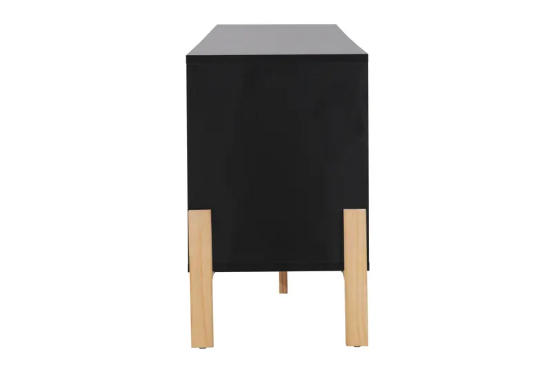 Lowboard, schwarz mit Beinen aus Pinienholz, Ansicht 4