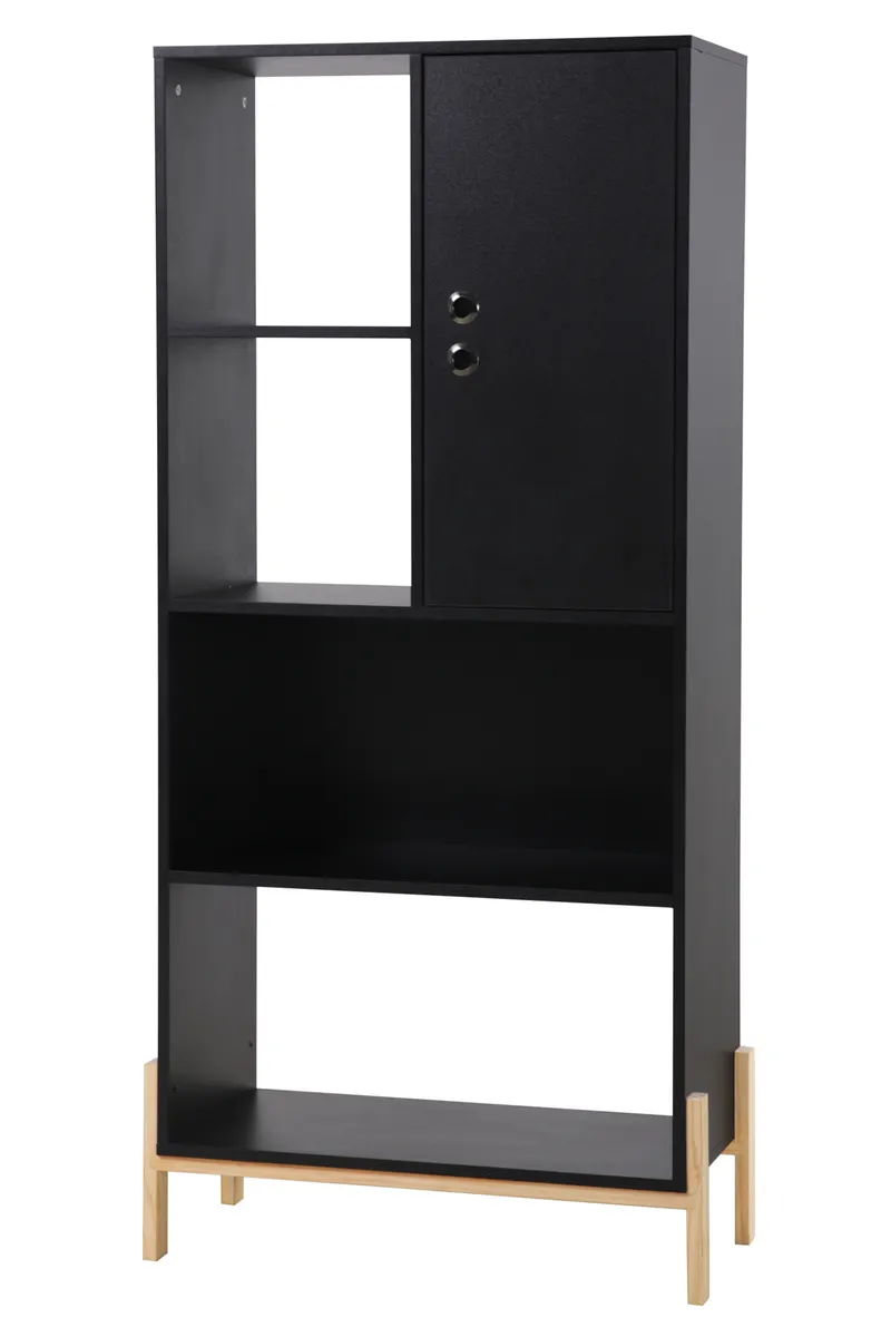 Regal, schwarz mit Beinen aus Pinienholz, Ansicht 2