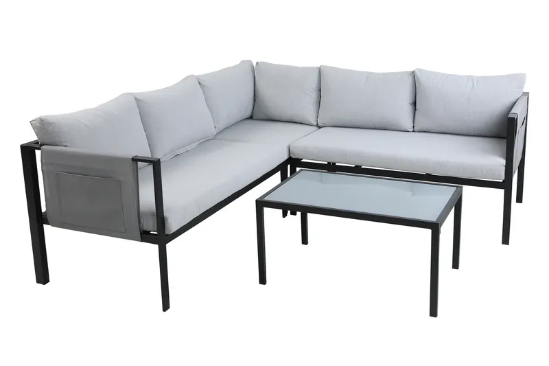 Sitzgruppe für den Outdoor-Bereich, grau und schwarz, Ansicht 3