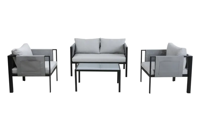 Sitzgruppe mit Couchtisch, grau und schwarz