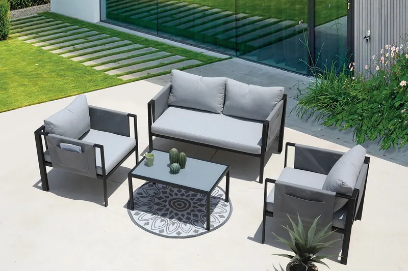 Sitzgruppe mit Couchtisch, grau und schwarz, Ansicht 8