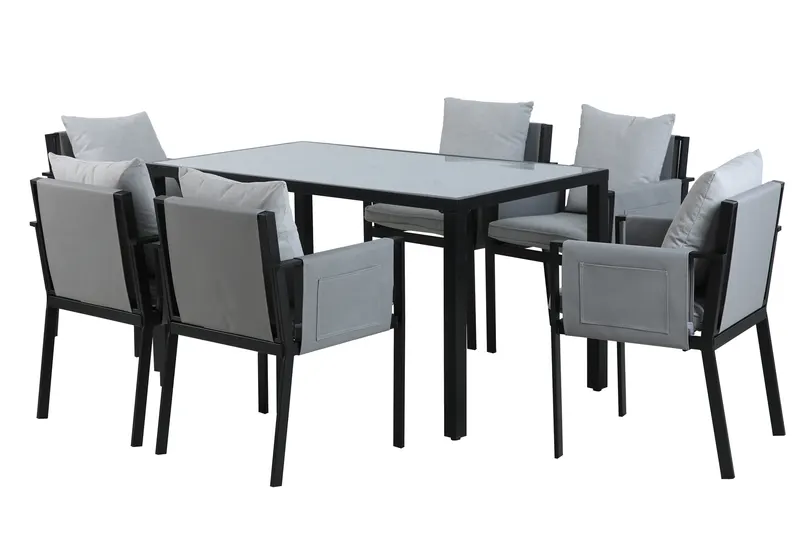 Essgruppe mit Esstisch, grau und schwarz, Ansicht 1
