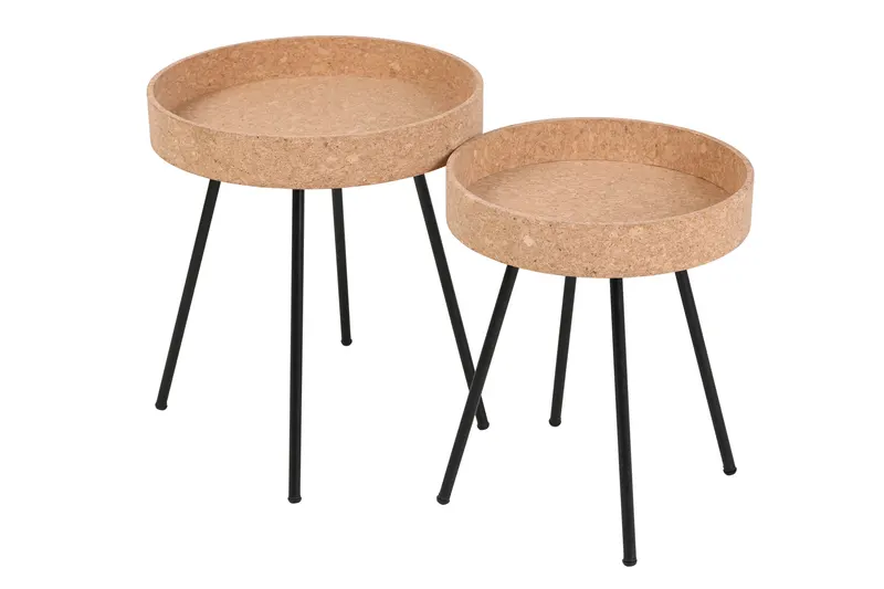 Beistelltisch-Set aus MDF und Kork, natur/schwarz, Ansicht 1