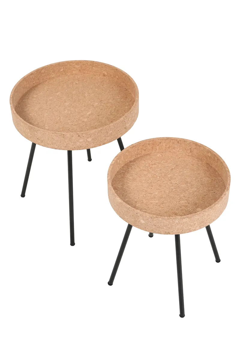 Beistelltisch-Set aus MDF und Kork, natur/schwarz, Ansicht 2