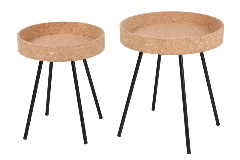 Beistelltisch-Set aus MDF und Kork, natur/schwarz, Ansicht 3