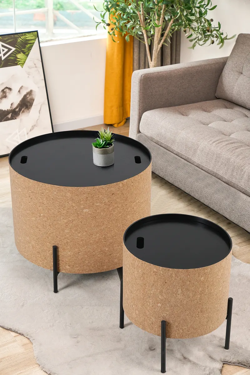 Couchtisch-Set aus MDF und Kork, natur/schwarz, Ansicht 18