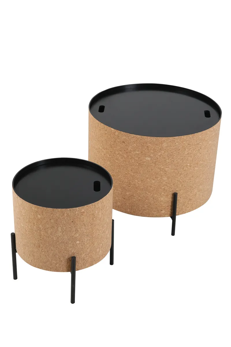 Couchtisch-Set aus MDF und Kork, natur/schwarz, Ansicht 2