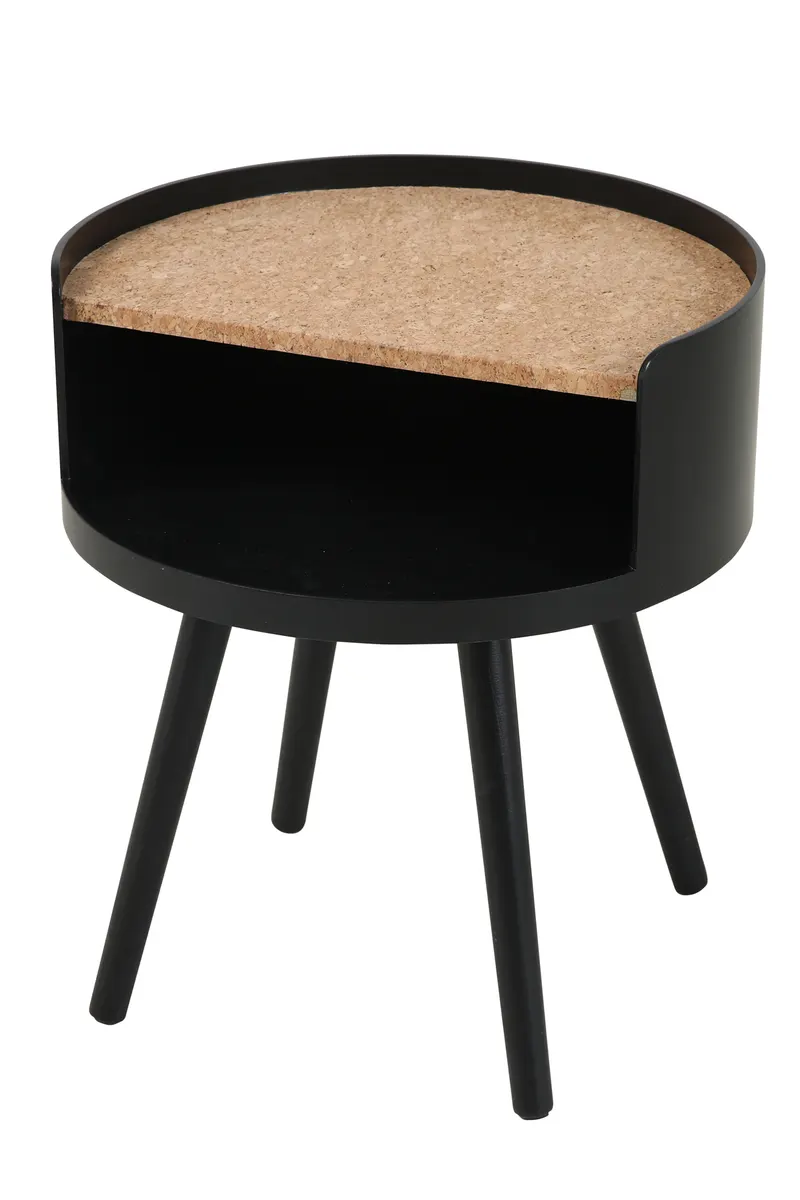 Beistelltisch aus MDF mit Kork, natur und schwarz