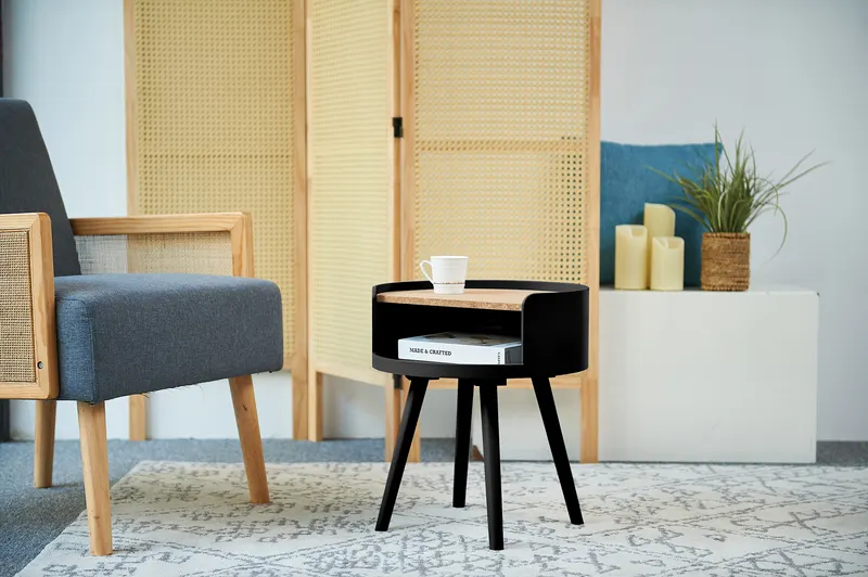 Beistelltisch aus MDF mit Kork, natur und schwarz, Ansicht 10