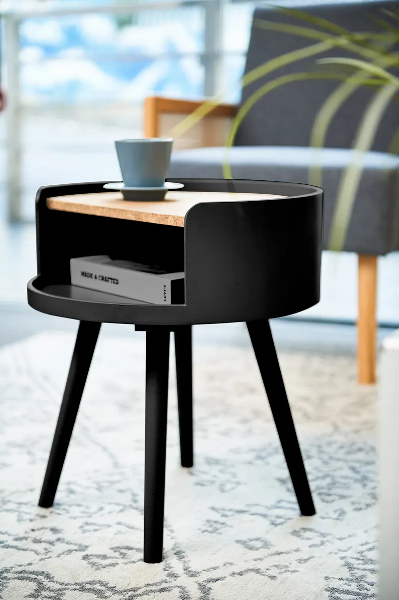 Beistelltisch aus MDF mit Kork, natur und schwarz, Ansicht 11