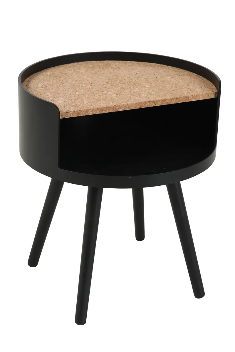 Beistelltisch aus MDF mit Kork, natur und schwarz, Ansicht 2