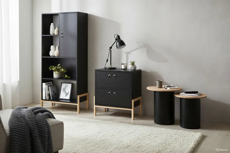 Kommode mit MDF-Melamindekor, schwarz/natur, Ansicht 9