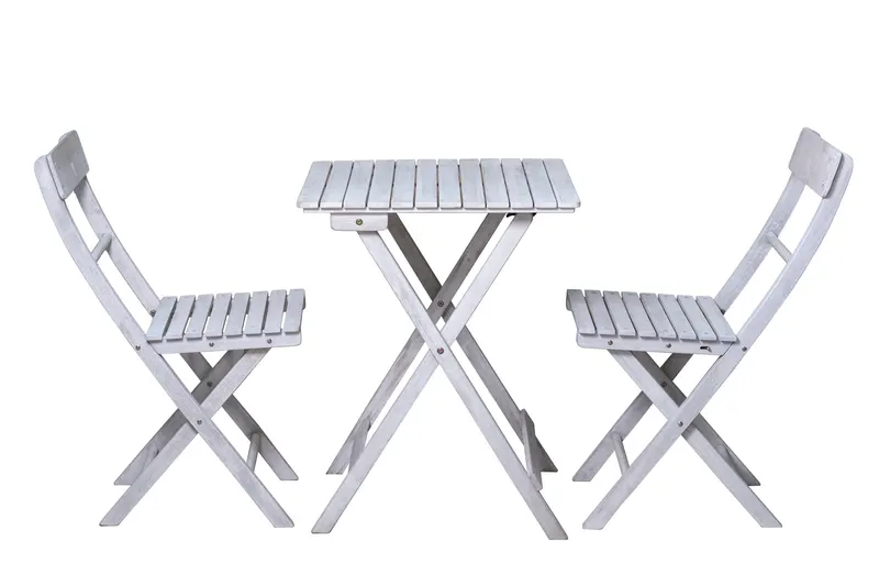 Outdoor-Sitzgruppe aus Akazie, grau mit Vintage-Finish