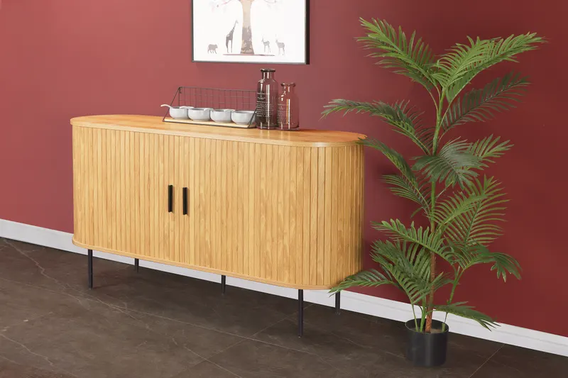 Sideboard in Eichenfarbe und Schwarz, Ansicht 6
