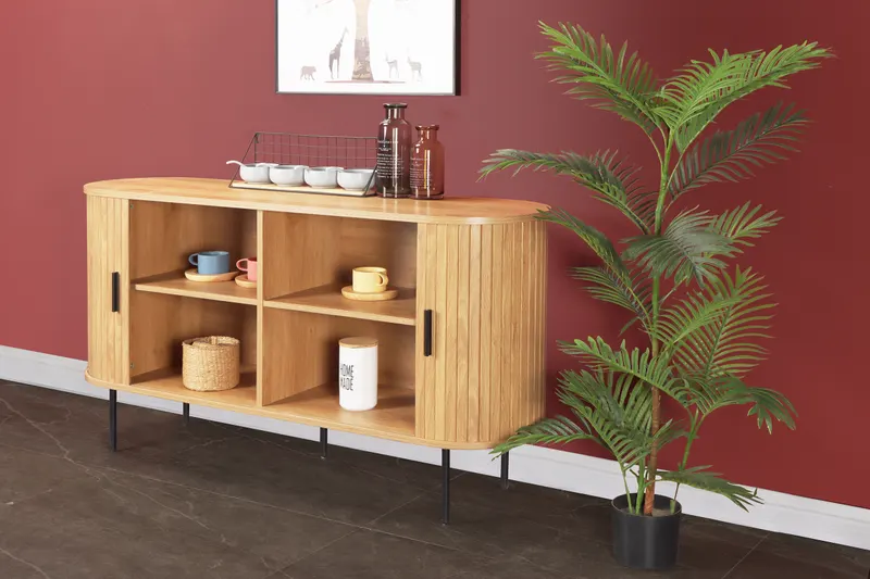 Sideboard in Eichenfarbe und Schwarz, Ansicht 7