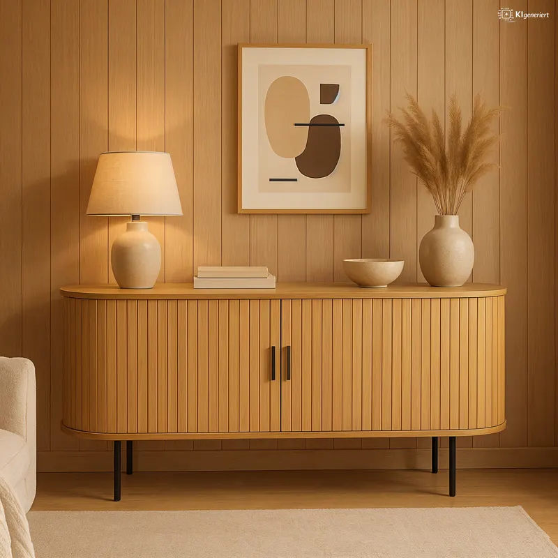 Sideboard in Eichenfarbe und Schwarz, Ansicht 8