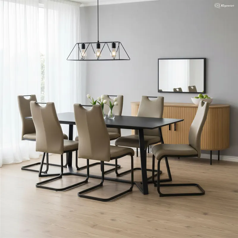 Sideboard in Eichenfarbe und Schwarz, Ansicht 9