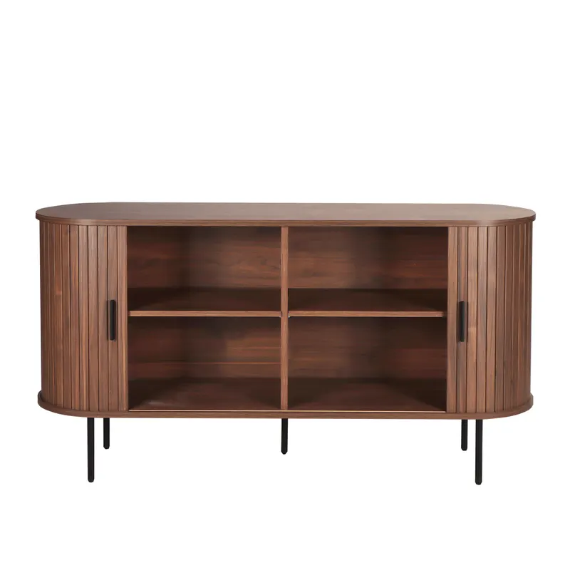 Sideboard in Walnussfarbe und Schwarz, Ansicht 3