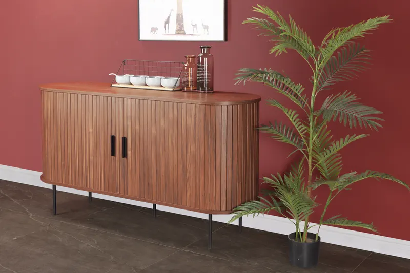 Sideboard in Walnussfarbe und Schwarz, Ansicht 6