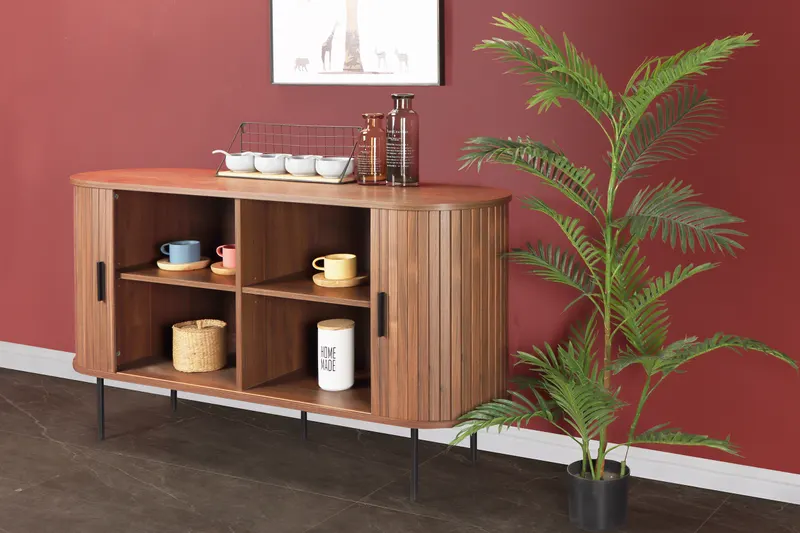 Sideboard in Walnussfarbe und Schwarz, Ansicht 7