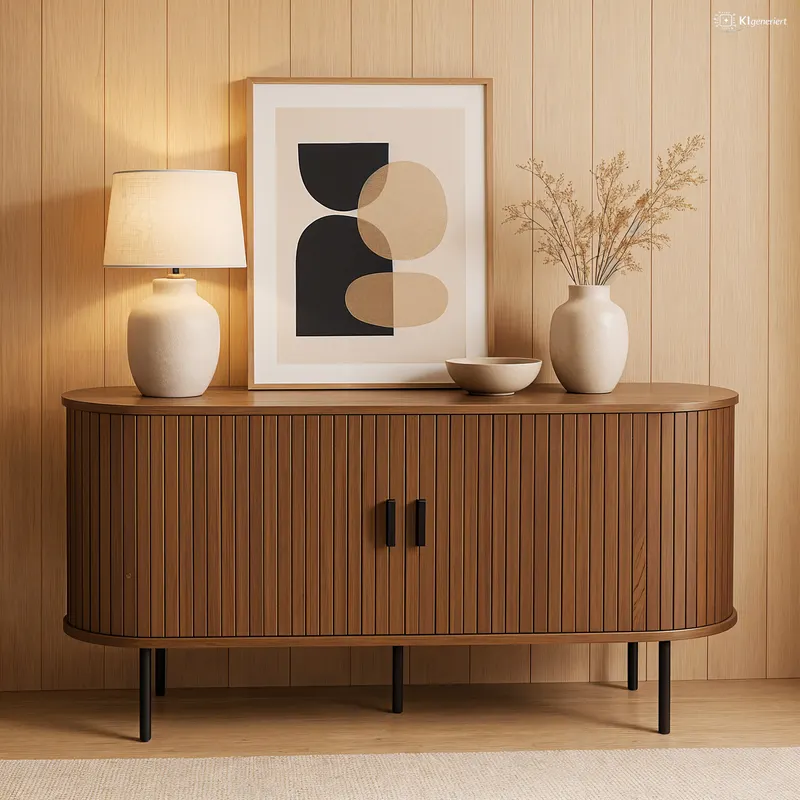 Sideboard in Walnussfarbe und Schwarz, Ansicht 8
