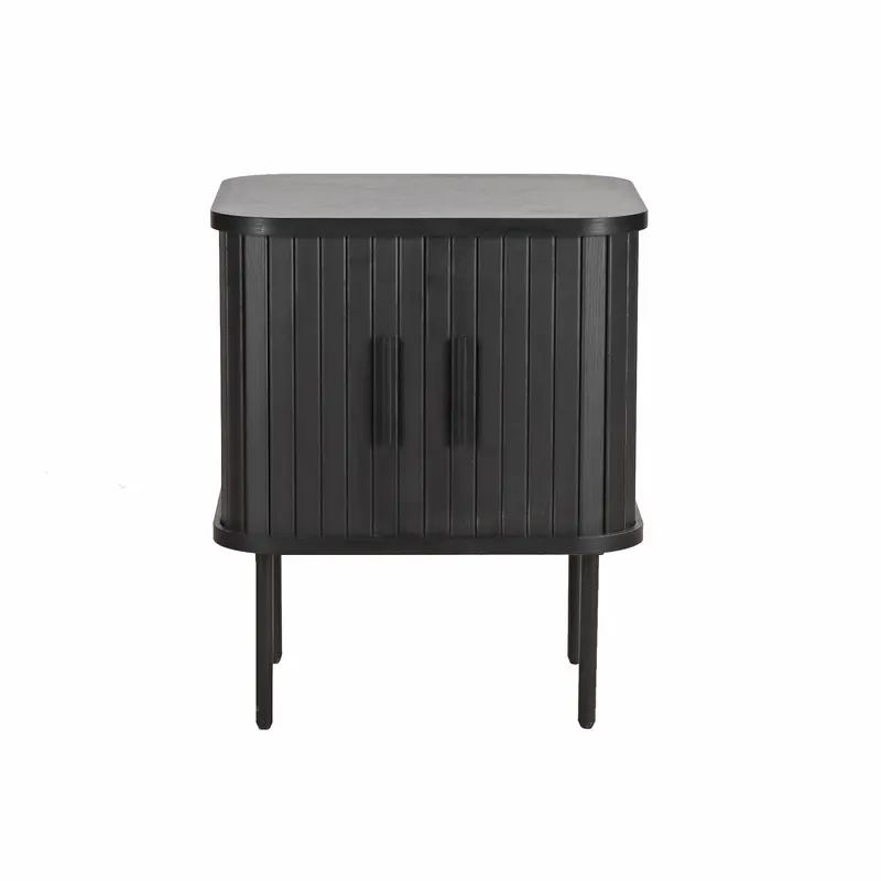 Nachtkommode in Schwarz mit Metallbeinen