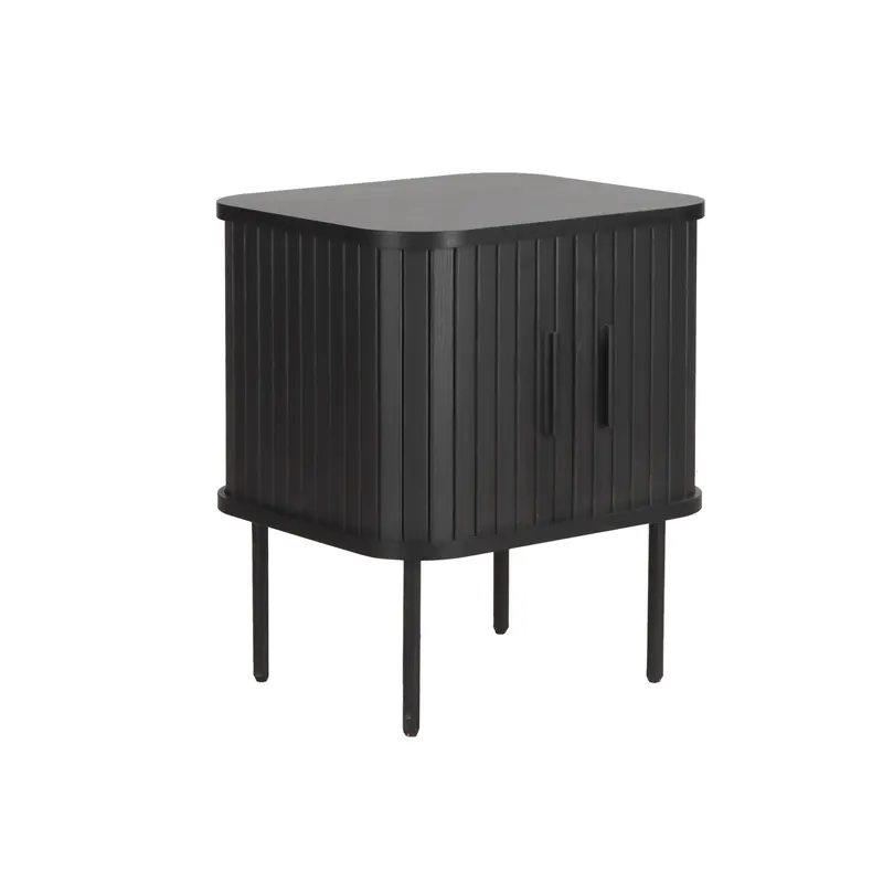 Nachtkommode in Schwarz mit Metallbeinen, Ansicht 2