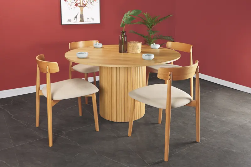 runder Tisch 120 × 120 cm in Eichenfarbe, Ansicht 4