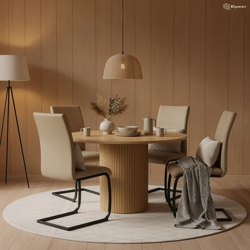 runder Tisch 120 × 120 cm in Eichenfarbe, Ansicht 5
