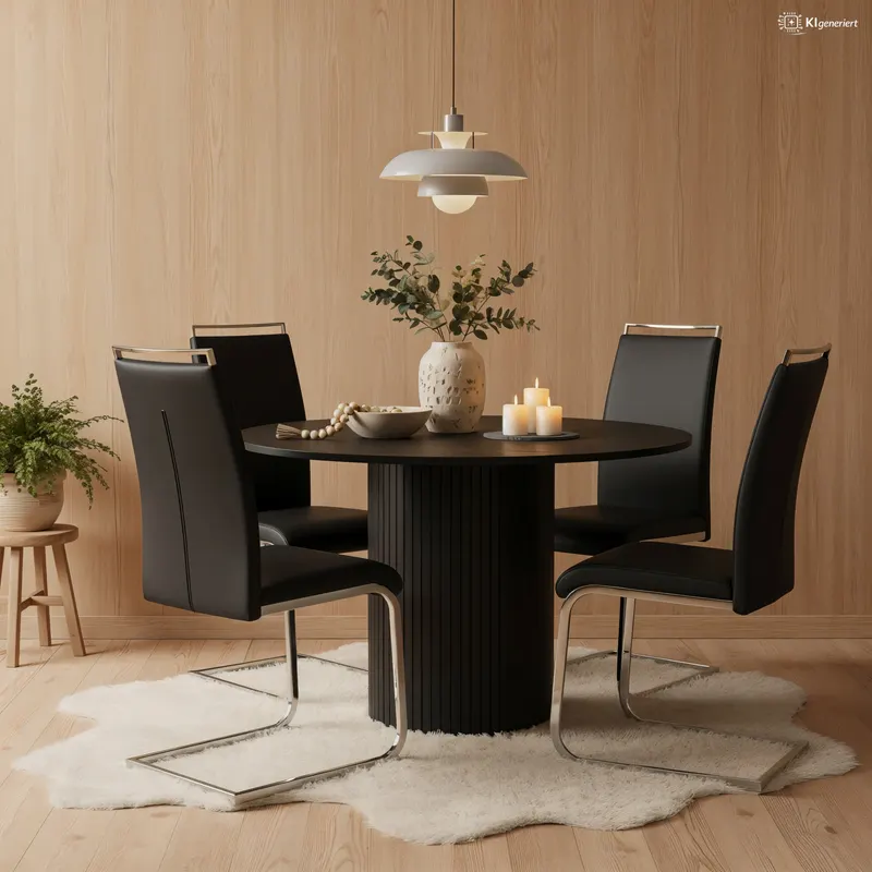 runder Tisch 120 × 120 cm in Schwarz, Ansicht 5