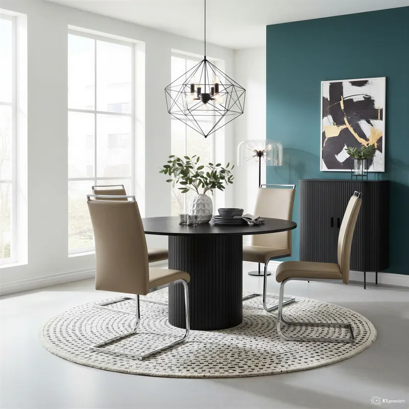 runder Tisch 120 × 120 cm in Schwarz, Ansicht 6