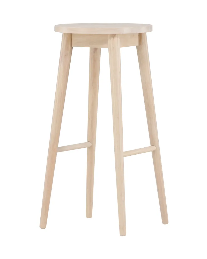 Mollösand Barhocker aus Kautschukholz mit rundem Sitz in Whitewash, Ansicht 2
