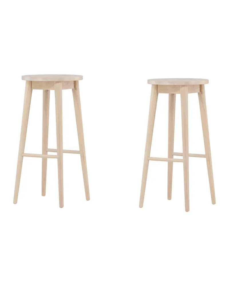 Mollösand Barhocker aus Kautschukholz mit rundem Sitz in Whitewash, Ansicht 6