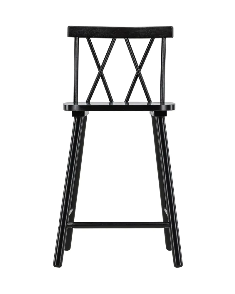 Mollöström Barhocker mit Lehne im 2er-Set, gekreuzte Holzstreben, Schwarz