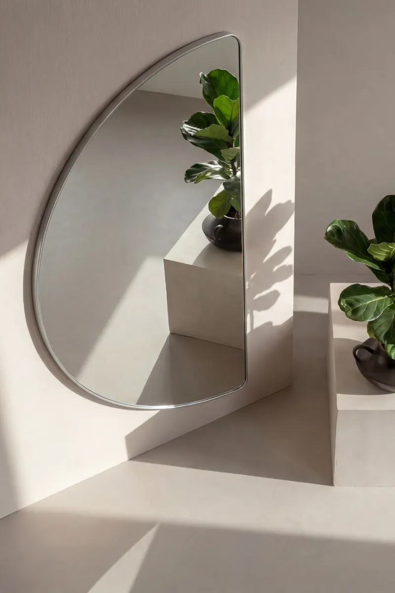 Mona großer Wandspiegel in Halbmondform, im Wohnraum, Ansicht 2