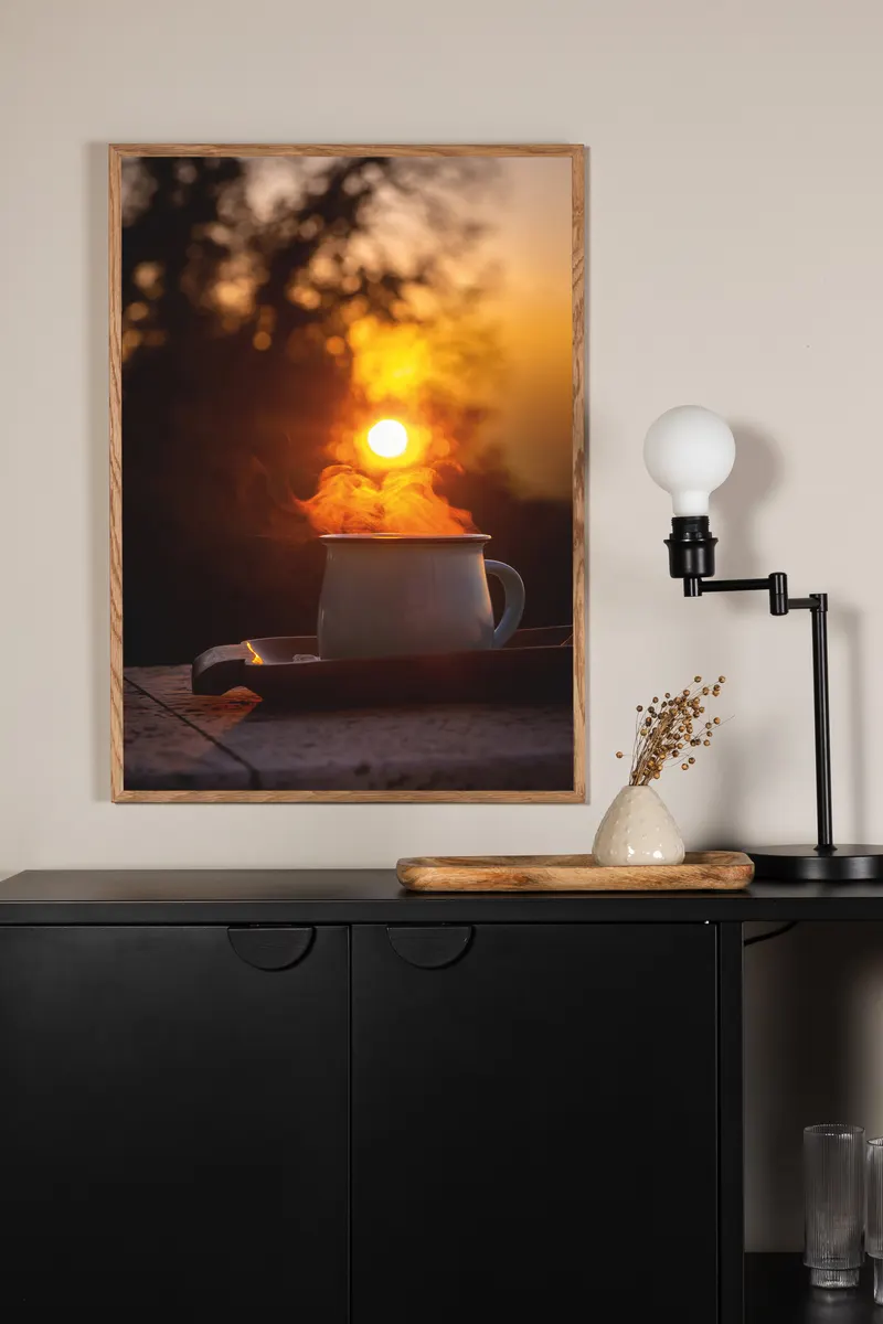 Morning coffee Poster mit Kaffeetasse im Gegenlicht in 30 × 21 cm, im Wohnraum, Ansicht 1