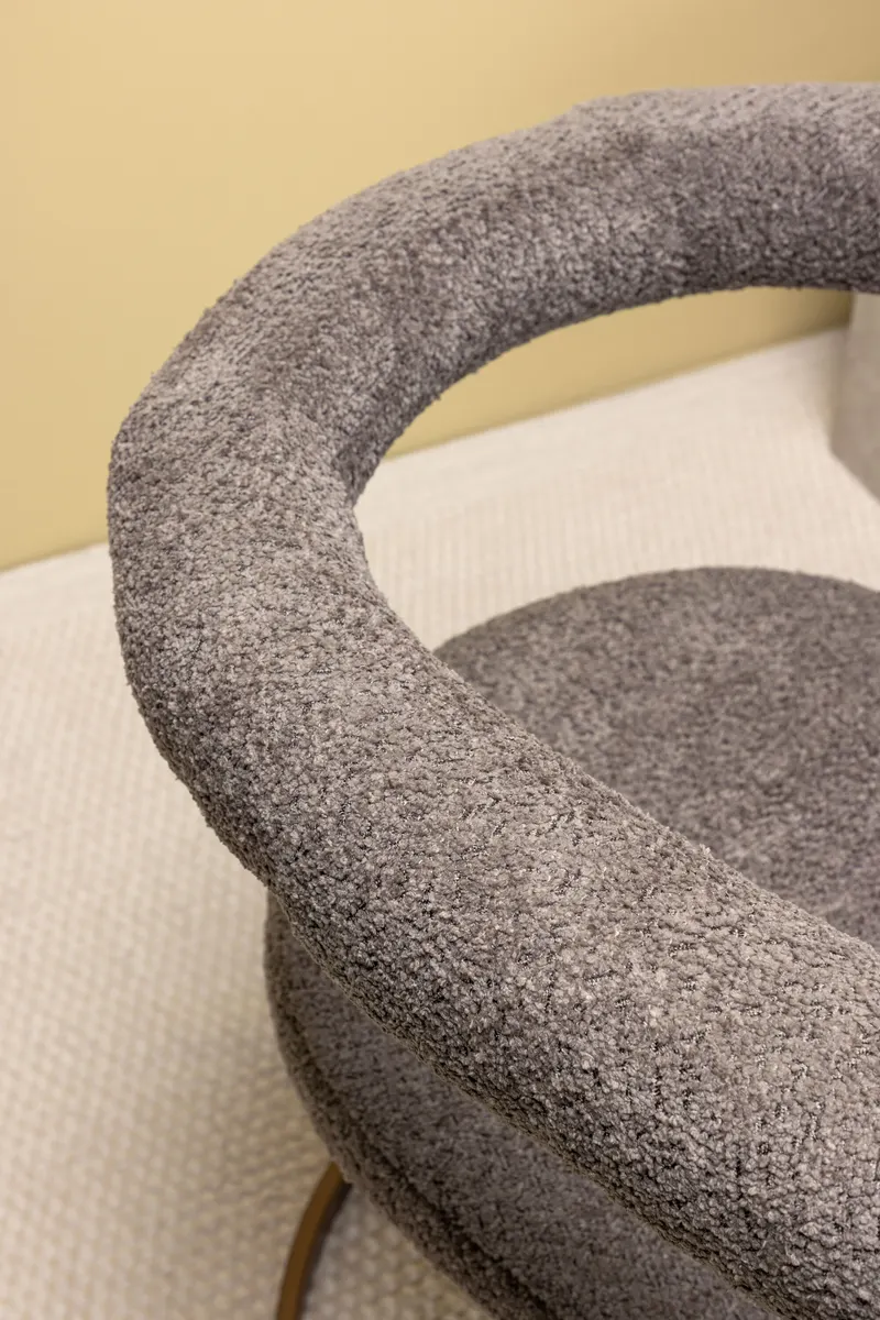 Morning Esszimmerstuhl in Bouclé mit gerundeter Lehne, im Wohnraum, Ansicht 3