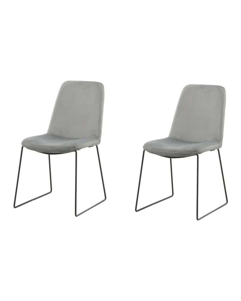 Muce Esszimmerstuhl, rundum bezogen in Grau, Gestell Schwarz, Polyester-Samt, Ansicht 3