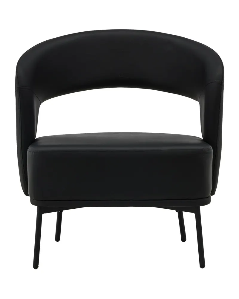 Mundo Kunstleder-Sessel in Schwarz auf schmalen Stahlbeinen