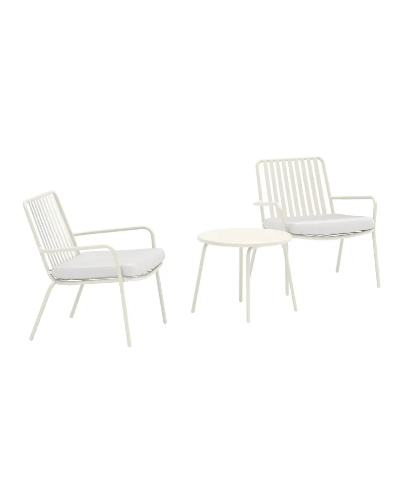 Mykonos Gartenlounge mit zwei Sesseln und rundem Tisch in Beige, Ansicht 2