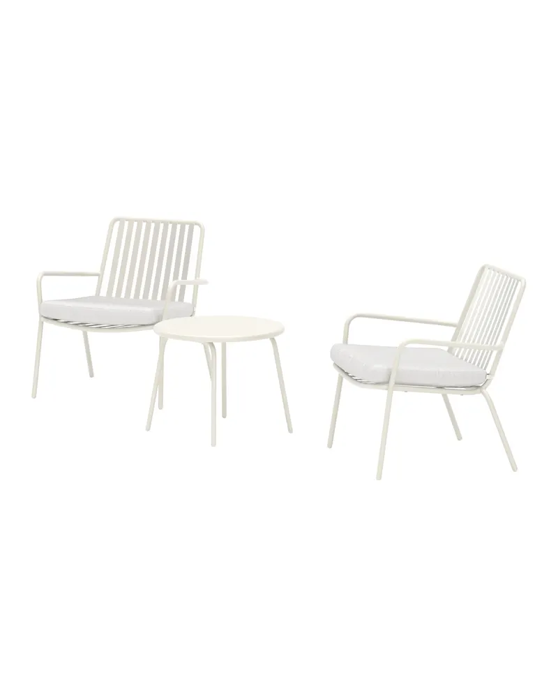 Mykonos Gartenlounge mit zwei Sesseln und rundem Tisch in Beige, Ansicht 3