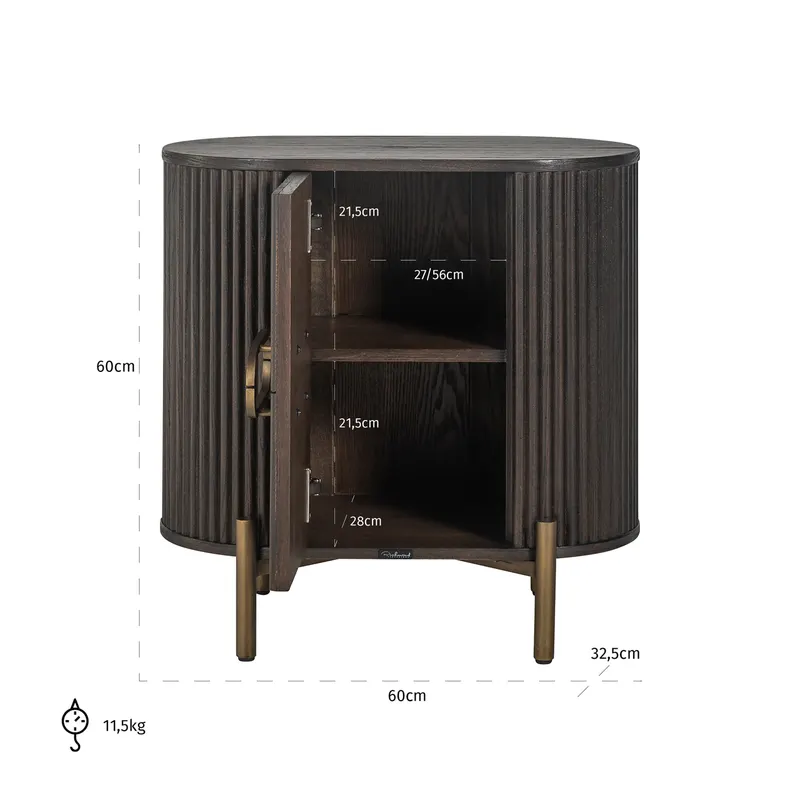 Nachttisch Luxor, Braun von Richmond Interiors, Maßzeichnung 8