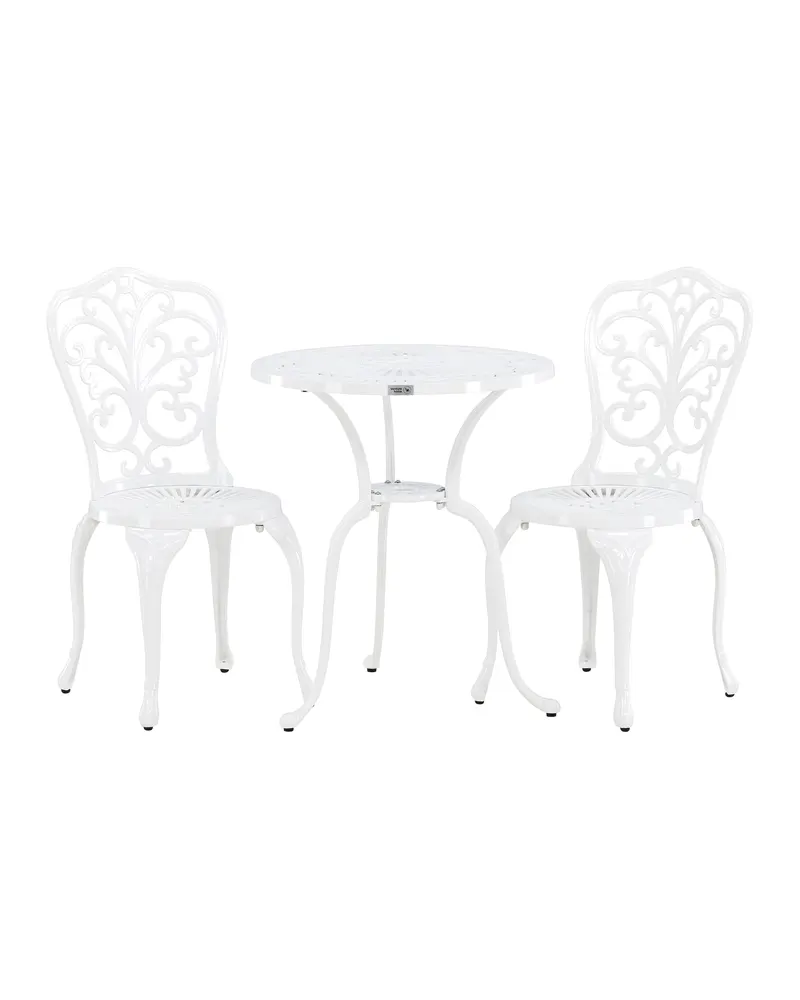 Nandin Bistroset aus Aluminium mit verschnörkelten Lehnen, Weiß