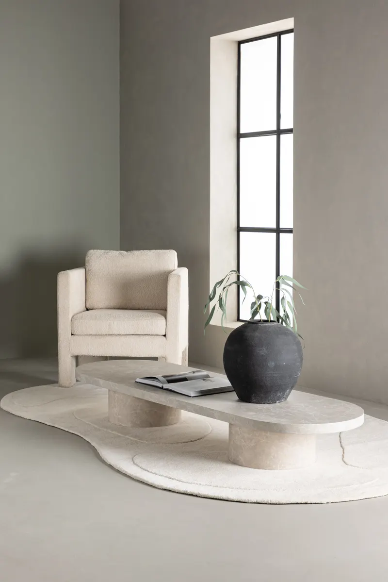 Narvik ovaler Couchtisch in 190 × 60 cm, Beige, im Wohnraum, Ansicht 1