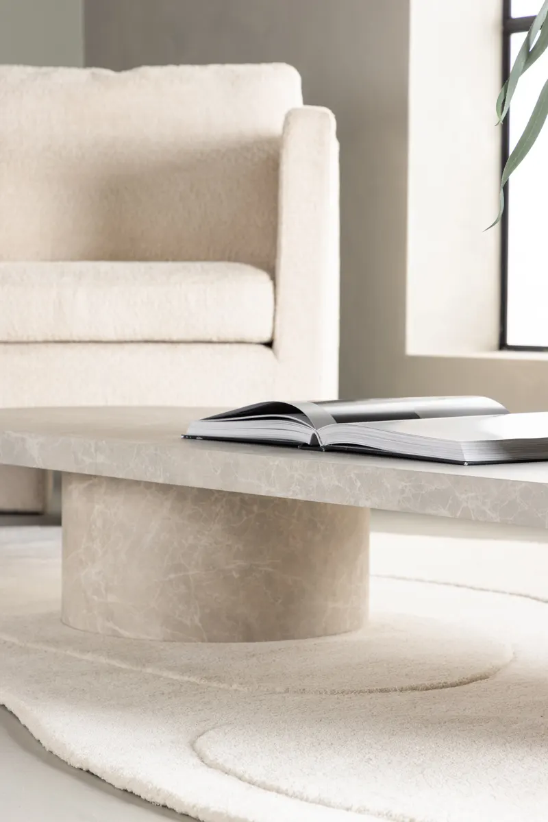 Narvik ovaler Couchtisch in 190 × 60 cm, Beige, im Wohnraum, Ansicht 2