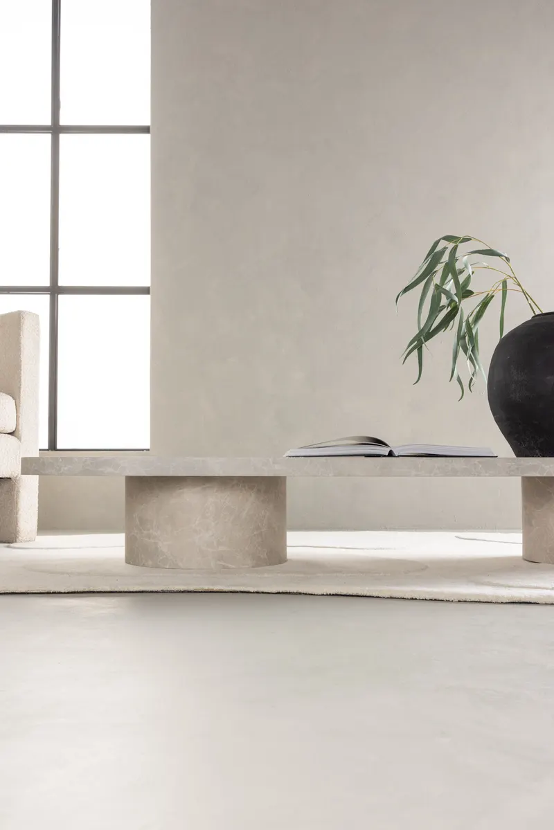 Narvik ovaler Couchtisch in 190 × 60 cm, Beige, im Wohnraum, Ansicht 4