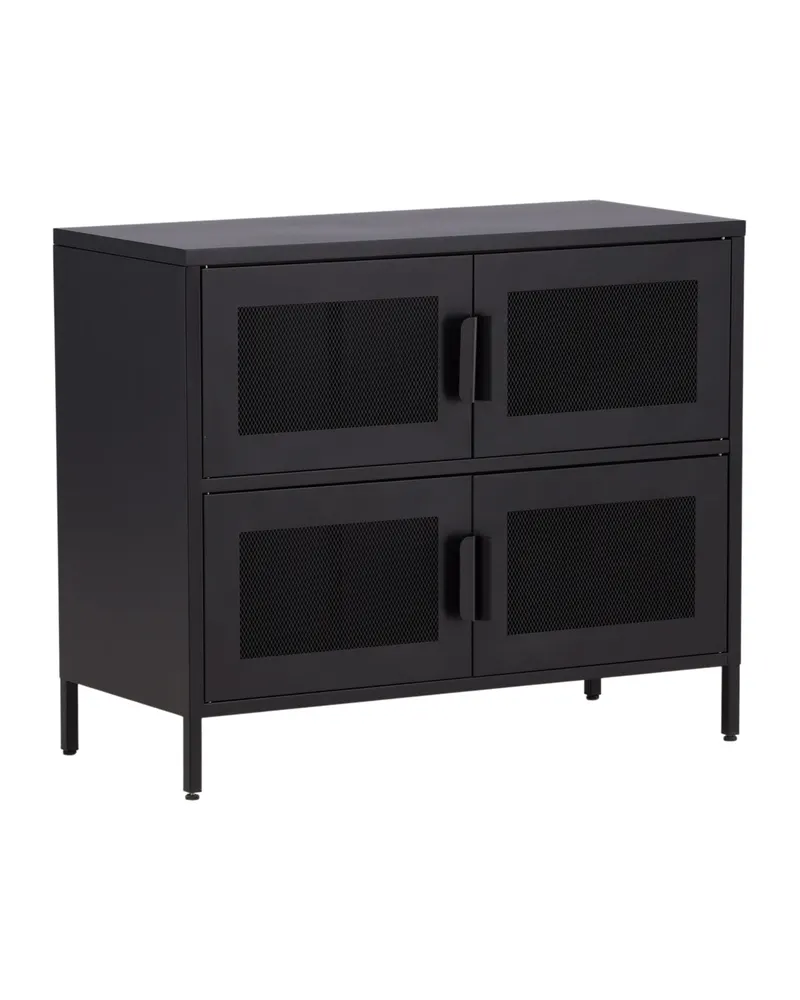 Nett Sideboard aus schwarzem Stahl mit vier Netztüren