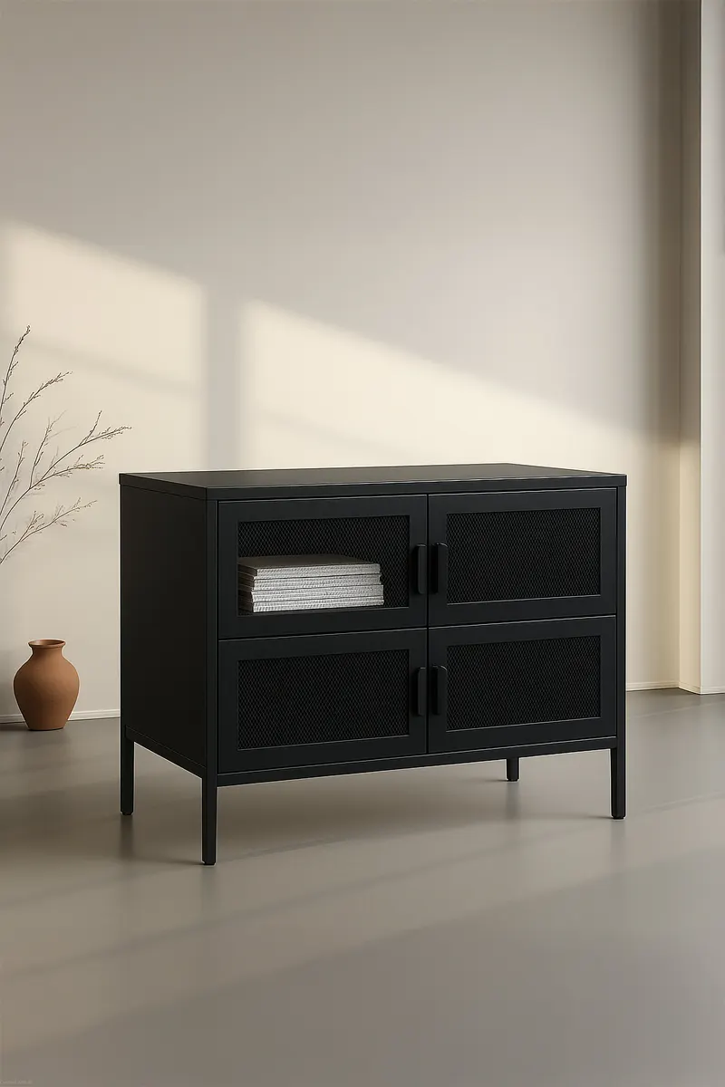 Nett Sideboard aus Stahl mit Netztüren, im Wohnraum, Ansicht 6