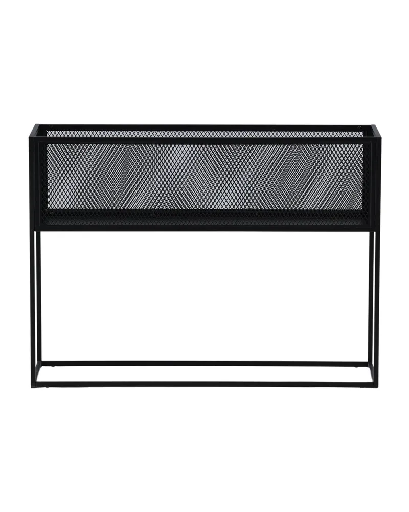 Netz Regal mit Gitterablage auf schlanken Beinen, Schwarz mit Blumenmuster, Gestell Schwarz